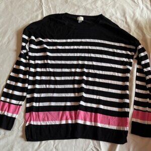 Black, white and pink striped Light weight sweater